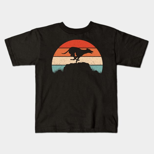 Greyhound Dog Sunset Kids T-Shirt by Tesszero